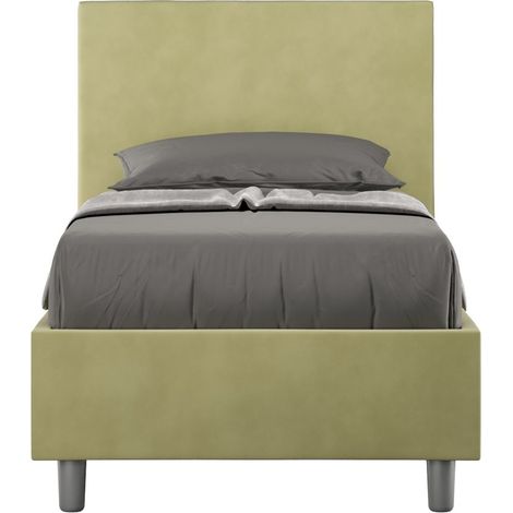 Letto Singolo rivestito in Microfibra - ADELE - Colore: Tè verde - Tipologia Letto: Senza Rete - Dimensione Rete: 80x190