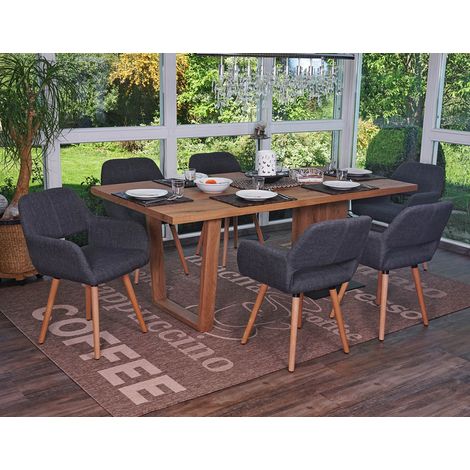 6x chaise de salle à manger Altena II, fauteuil, design rétro des années 50 - tissu, gris (1/5)