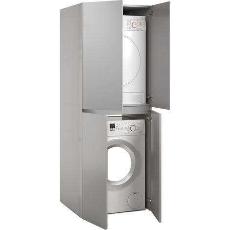Armadio Multiuso Grande Flagler, un Ripiano, Apertura Battente Made in Italy, Porta Lavatrice e Asciugatrice, 70x195h cm Grigio
