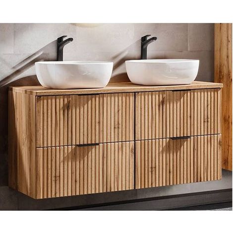 Ensemble meuble double vasques à poser 120 cm - Georgia Oak - Livraison gratuite