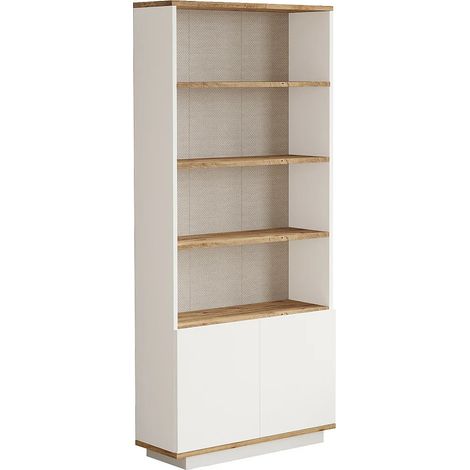 Libreria con 2 ante e 4 nicchie Naturale chiaro e Bianco - LOTULA (1/5)