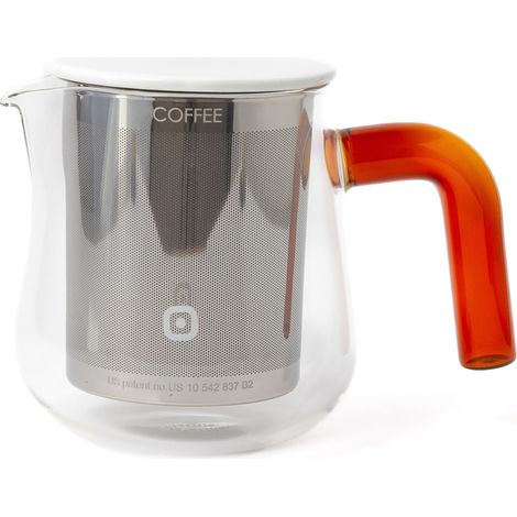 Filtre permanent 0,6 l avec poignée ambre - Cafetière pour 2-3 tasses - Cafetière en verre avec filtre en acier inoxydable - Pas de papier filtre nécessaire (1/5)