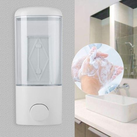 Dailygoods Dispenser di sapone a parete da 400 ml Dispenser di sapone manuale Dispenser di gel doccia Dispenser di shampoo Design robusto in plastica Dispenser di lozione (1/5)