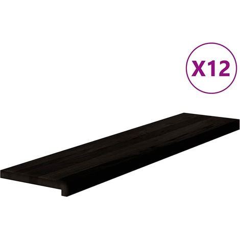 Marches d'escalier 12 pcs marron foncé 110x30x2 cm chêne massif (1/5)