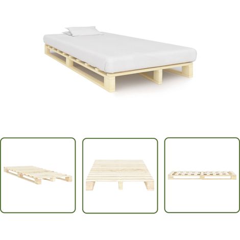 Lit adulte Contemporain Lit Double / Cadre de lit / de palette Bois de pin massif 120 x 200 cm (1/5)