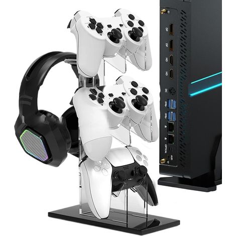 Support Casque de Bureau Petit Support Médias Rangement Vertical pour Bureau et Maison avec Organisation Intégrée (1/5)