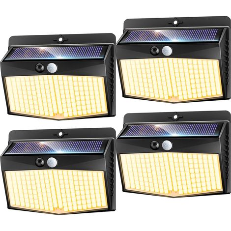 Lampe Exterieur Solaire Detecteur de Mouvement, 168 LED 3 Modes Lampe Solaire Extérieur, IP65 Etanche Led Solaire Extérieur pour Jardin, Garage, Patio