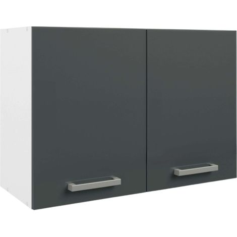 Armario Colgante de Cocina, Escurreplatos de Pared con Dos Puertas Blanco y Gris brillante 80x55x33 cm (1/5)