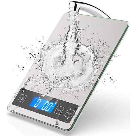 Balance de cuisine, 10 kg en acier inoxydable et verre trempé, avec grande surface de pesage, précision de 1 g, balance alimentaire