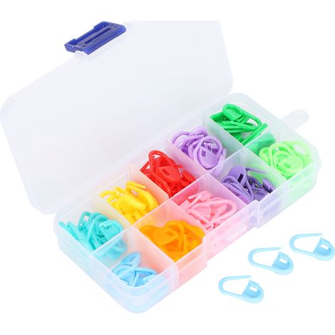 100Pcs Knitting Stitch Marker Counter Crochet Locking Needle Clip with Storage Case 10 Colors (1/5)