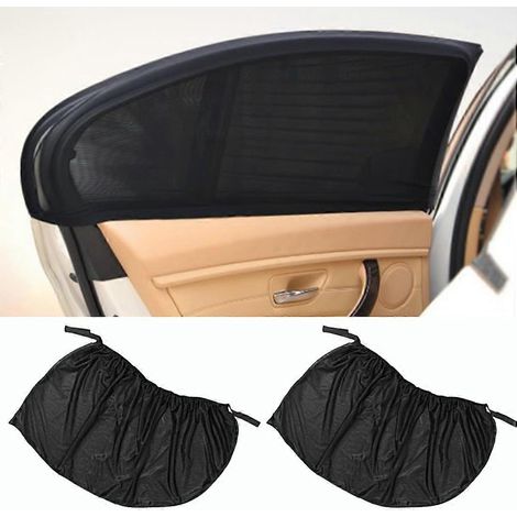 Lot de 2 protections solaires pour voiture : filets de protection pour vitres latérales, sacs de sable, dimensions : 92 x 54 cm (1/4)
