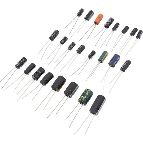 Assortiment de 500 condensateurs électrolytiques en aluminium, 0,1 µF à 1000 µF, 16 V à 50 V, 24 valeurs (1/5)