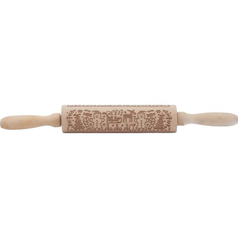 Rouleau à Pâtisserie en Bois avec Motif de Noël pour Pizza, Biscuits et Pâtisseries (1/5)