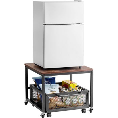 VEVOR Mini Portafrigo Portafrigo con Capacita di carico di 90 kg, Tavolino da Frigo con Carrello Mobile e Ruote Girevoli, Portafrigo per Bevande per Caffe Bar Appartamento Marrone Scuro