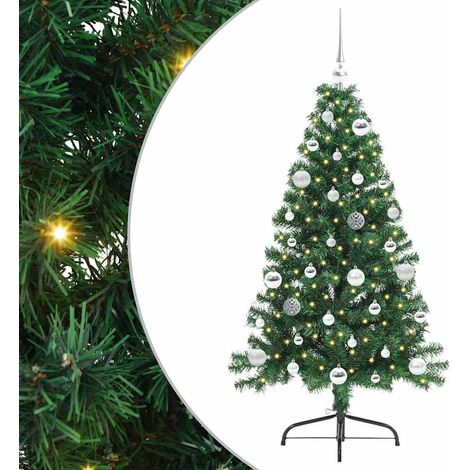 Sapin de Noël  Arbre de Noël artificiel pré-éclairé Vert 150 cm PVC (1/5)