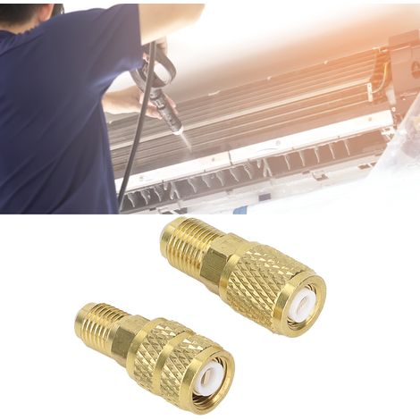 Adaptateur de Refrigérant [R22 M1/4SAE/F5/16SAE & R410 M5/16SAE/F1/4SAE] Rotatif - Cuivre Premium - 2 Adaptateurs & 2 Joints (1/5)