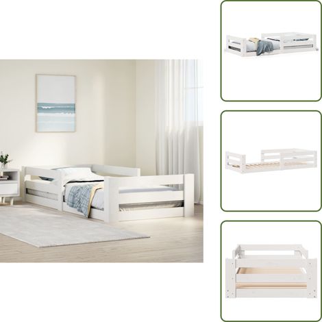 Madera de pino - vidaXL Estructura de cama sin colchón madera de pino blanca 90x200 cm - Cama de madera