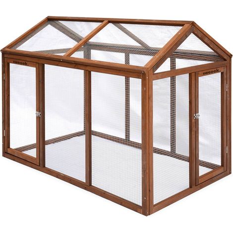 Wooden chicken run for 3 chickens, Chabo, Natural, 140x85.5x106 cm