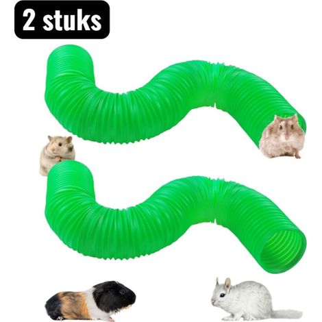 Set mit 2 erweiterbaren Tunneln für Hamster, Kaninchen und Chinchillas mit grünen Verbindungsstücken (1/5)