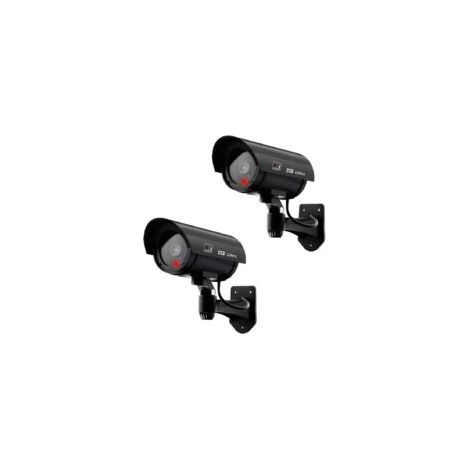 2 pièces Caméra virtuelle CCTV Fausse caméra de sécurité, Flash LED intérieur et extérieur, Noir (1/5)