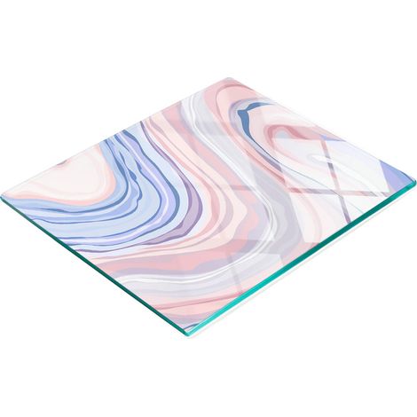 Tabla de cortar y servir decorativa de vidrio, ondas abstractas, 60x52 cm (1/5)
