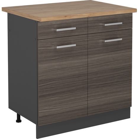 Mobiletto base per cucina R-Line, Grigio nobile, 80 cm , PL Rovere, Vicco