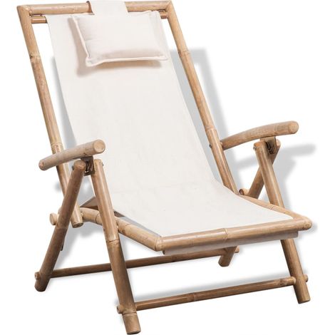 Chaise de terrasse, Fauteuil relax de jardin d'extérieur Bambou BGT75138 (1/5)