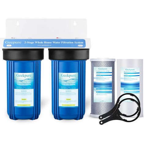 système de filtre à eau pour toute la maison à 2 étages avec boîtier bleu de 10 pouces - Port de 1" (1/5)