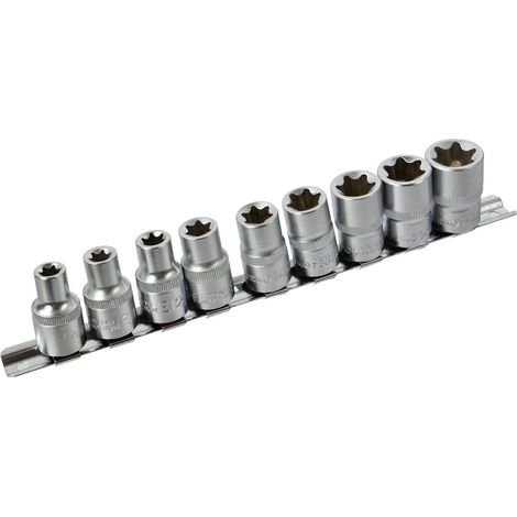 Juego de 10 llaves de vaso Torx E10-24.1/2" en una tira Geko (20) (1/4)