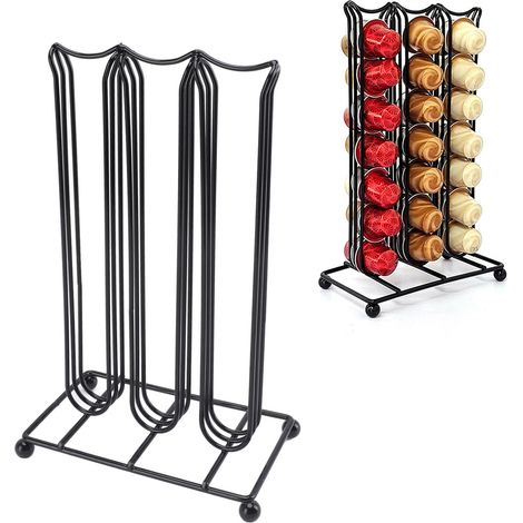Soporte para 42 cápsulas Nespresso, color hierro y negro, para café. (1/5)