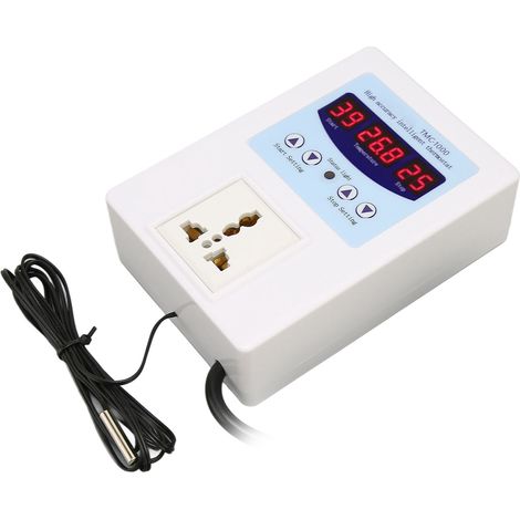 Thermostat Digital LED pour Aquarium avec Sonde, Contrôle Chauffage et Refroidissement, 110‑240V, Prise EU