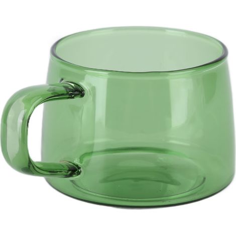 Tasse en Verre Borosilicate Transparente 250ML pour Café, Thé, Lait ou Eau avec Anse Verte (1/5)