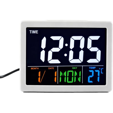 Horloge numérique avec affichage de la température - Réveil moderne avec date et jour de la semaine - Design compact - Parfait pour les étudiants et les professionnels (1/5)