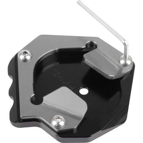 (Gris - sans logo) Compatible avec Yamaha XT 1200 Z Super Ténéré 1200 XT1200Z XT1200ZE. Béquille latérale CNC, plaque d'extension agrandie, coussinet maxpower (1/4)
