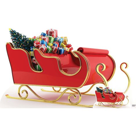 Figurine en carton traîneau du Père Noël avec cadeaux – Hauteur 93 cm – Décoration originale pour Noël – Idéale pour événements festifs – Star Cutouts (1/5)