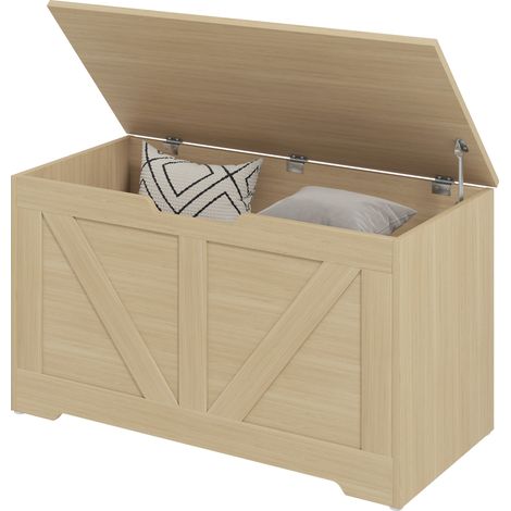 Coffre de Rangement Meuble d'Entrée Rustique 80x40x45cm Bois Naturel (1/5)