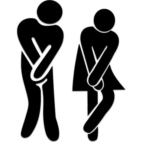 Lot de 2 Plaque de Toilette, Panneau WC Adhesif Stickers Homme Femme WC Signalétique pour Portes Signe de Porte Salle de Bain Plaques de Porte pour Toilette Restaurant Publique Hôtel Cafétéria (1/5)