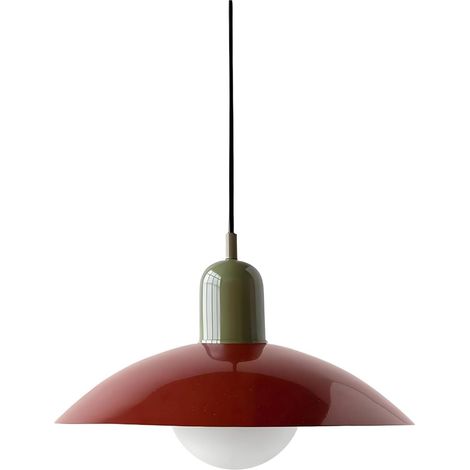 Paralume decorativo in ferro smaltato con sfera in vetro verde da 12 cm, stile retrò, attacco E27 moderno per un interno caldo (1/4)