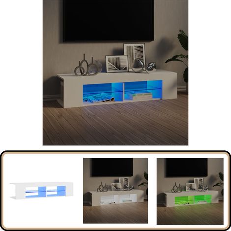 Meuble TV avec lumières LED blanc 135x39x30 cm - Meuble Tv - Meuble Téléviseur - Armoire Tv - Télévision Led - Luminaire Rgb (1/5)