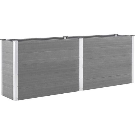 Jardinière surélevée en WPC gris (béton préfabriqué pour eaux usées), dimensions 250 x 50 x 91 cm (1/5)