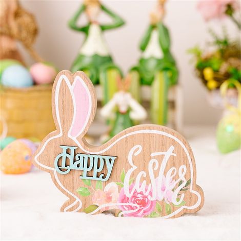 Ornement En Bois Pour Pâques - Décoration Suspendue Festive Avec Motif Imprimé - Idéal Pour Intérieur Jardin Ou Tableau De Fête - 1 Pièce (1/5)