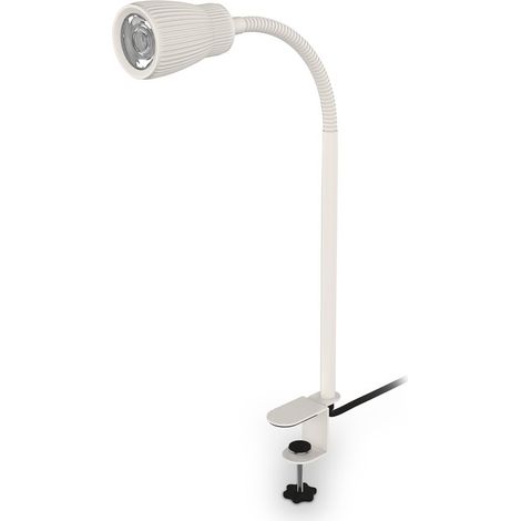 Briloner Lampada LED a pinza orientabile 8x54x3 cm 3,5W, 400lm, 3000K bianco caldo interruttore a filo bianco antico - Lampada da scrivania cameretta (1/5)