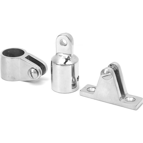 Kit de 16 pièces pour accessoires de bimini à 3 arceaux : charnières, mâchoires coulissantes, œillets de bimini (25 mm/1 pouce).