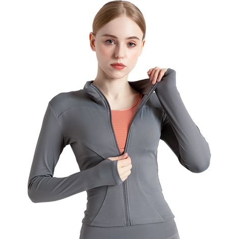 Veste De Sport Femme - Blazer Léger À Fermeture Éclair - Pour Fitness Yoga Et Travail Infirmier - Noir Et Blanc (1/5)
