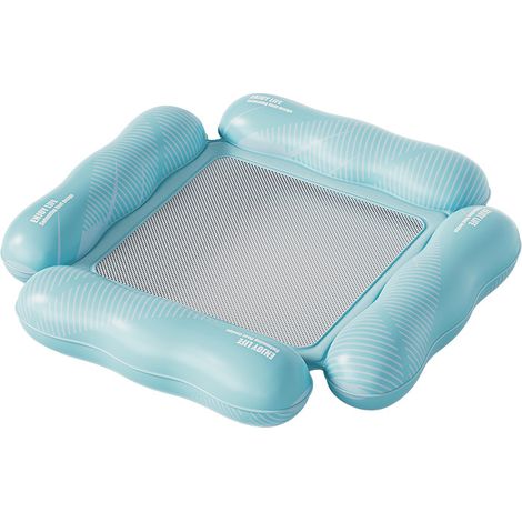 Lit Flottant Pliable en Tissu Maillé, Matelas d'Eau Gonflable Portable pour Piscine et Plage, Chaise Longue Aquatique Confortable pour Activités Nautiques