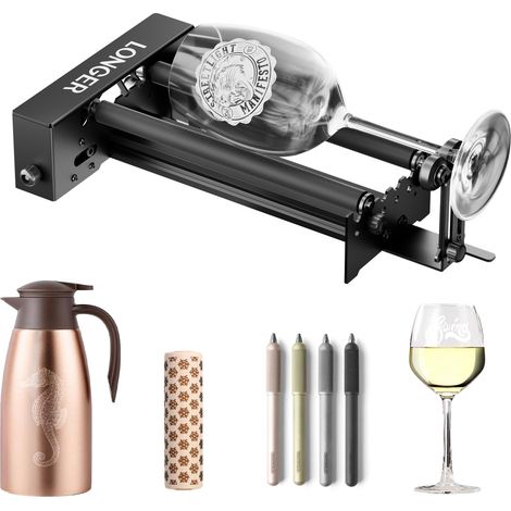 Accessorio Rotante per Incisione Laser Longer, Modulo Rullo Asse Y con Rotazione a 360° per Oggetti Cilindrici come Bicchieri, Lattine, Tazze e Bottiglie – Compatibile con il 99% degli Incisori Laser (1/5)