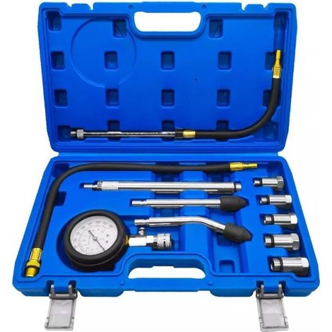 Car Compression Tester, 11pcs Compression Testers for Cylinder Gasoline Engines Digital Compression Gauge 250 PSI Gasoline Automotive Compressiometer Set (1/4)