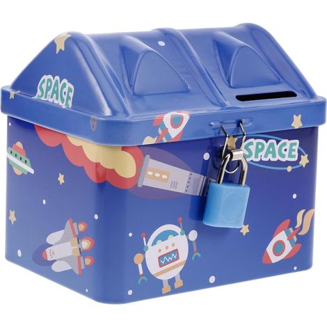 Coffre à Trésors pour Garçon et Filles en Fer D'astronaute avec Serrure, Tirelire Décorative et Cadeau pour Anniversaire ou Décoration Maison (1/5)