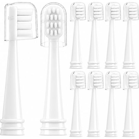 Têtes de rechange Compatible avec My Variations kids Brosse à Dents Électrique Enfant,Dès 3 Ans,avec capuchon,Lot de 10 (Blanc, Medium) (1/5)