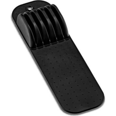 Organizzatore per coltelli a 5 scomparti per cassetto – Portacoltelli ultra sottile a cassetto con tappetino antiscivolo, soluzione compatta per riporre i coltelli da cucina (nero) (1/4)